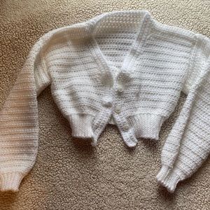 Handmade Crochet Crop Cardigan, SIZE: XS